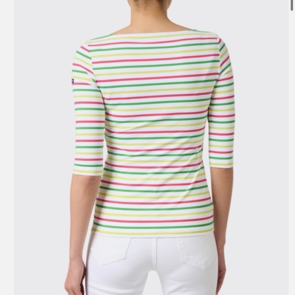 Saint James Breton Striped Top with ¾ Sleeve Sz 10 White Red Green - Picture 6 of 9